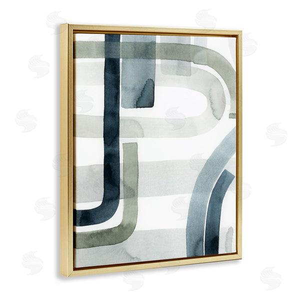Stupell Industries Grace Popp | Dark Blue Green Linework Abstract Swoop Design