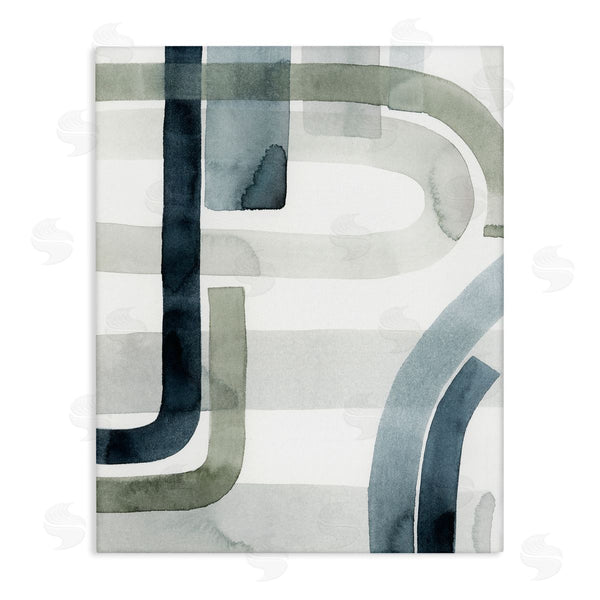 stupell industries Grace Popp | Dark Blue Green Linework Abstract Swoop Design