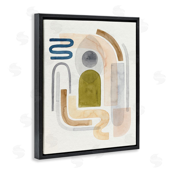 Stupell Industries Grace Popp | Deco Shape Abstraction Neutral Blue Beige Curves