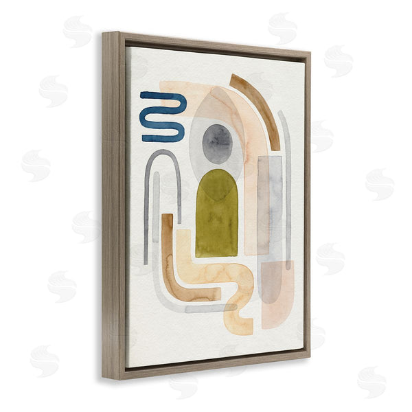 Stupell Industries Grace Popp | Deco Shape Abstraction Neutral Blue Beige Curves