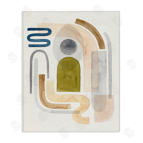 stupell industries Grace Popp | Deco Shape Abstraction Neutral Blue Beige Curves
