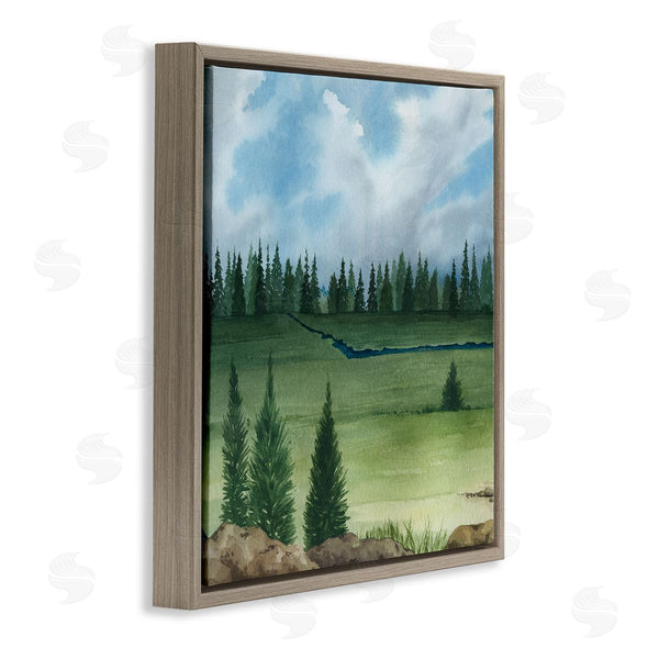Stupell Industries Grace Popp | Distant Stream Grassland Trees Wall Art