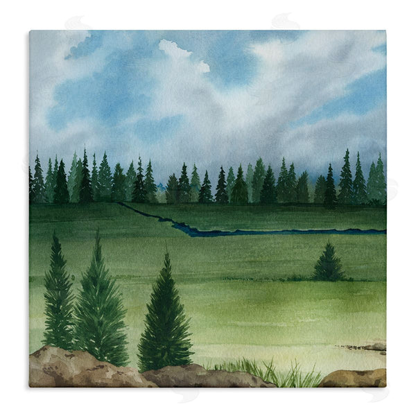 stupell industries Grace Popp | Distant Stream Grassland Trees Wall Art