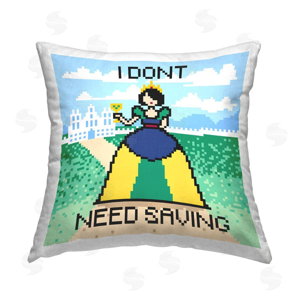 stupell industries Grace Popp | Don't Need Saving Pixel Princess Printed Throw Pillow