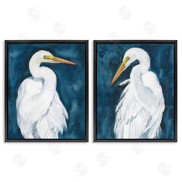 Stupell Industries Grace Popp | Elegant Egrets On Blue Wall Art