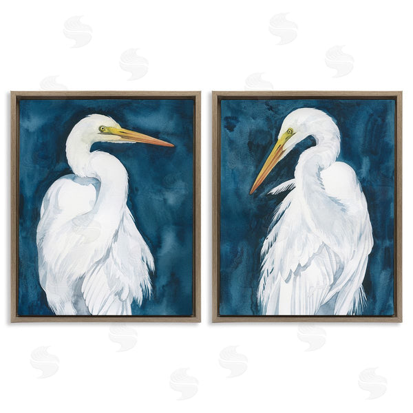 Stupell Industries Grace Popp | Elegant Egrets On Blue Wall Art