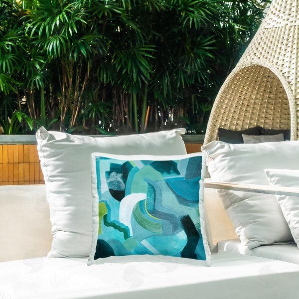 Stupell Industries Grace Popp | Energetic Blue Movement Printed Throw Pillow
