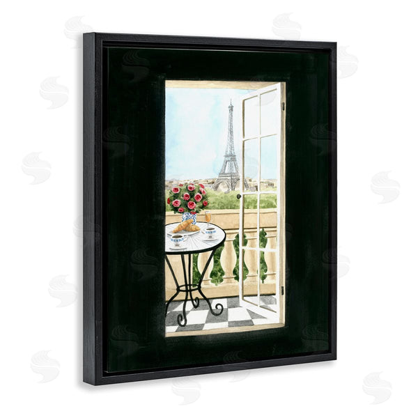 Stupell Industries Grace Popp | European Balcony Entrance Parisian Eiffel Tower Architecture Wall Art