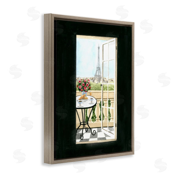 Stupell Industries Grace Popp | European Balcony Entrance Parisian Eiffel Tower Architecture Wall Art