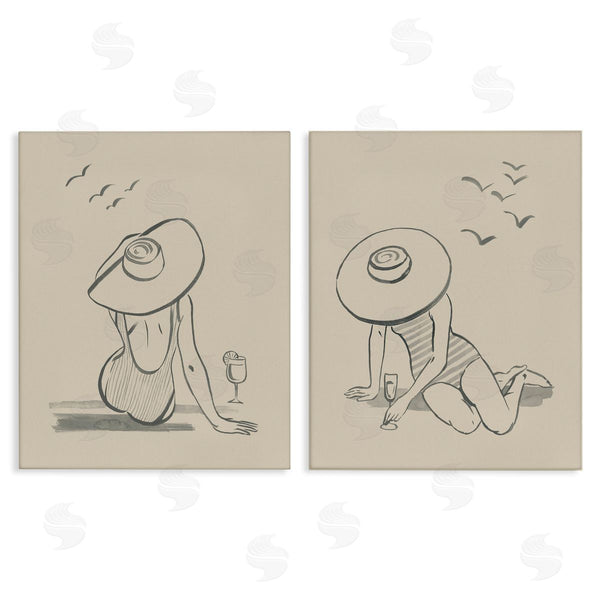 stupell industries Grace Popp | Female Figure Drawing Poolside Wall Art