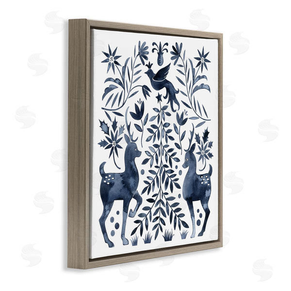 Stupell Industries Grace Popp | Festive Deer Dove Christmas Tree Botanicals Leaves Wall Art