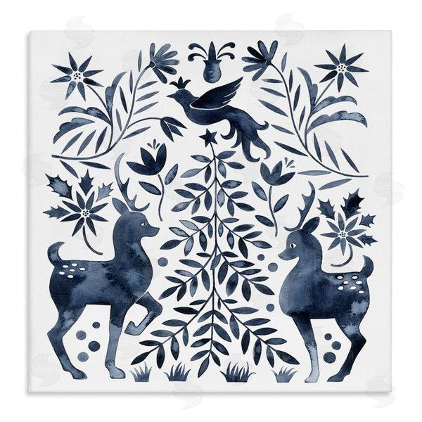 stupell industries Grace Popp | Festive Deer Dove Christmas Tree Botanicals Leaves Wall Art