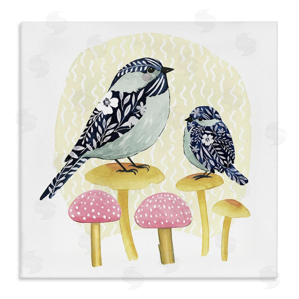 stupell industries Grace Popp | Floral Birds Perched Mushrooms Wall Art