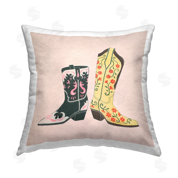 stupell industries Grace Popp | Floral Cowgirl Fashion Printed Throw Pillow