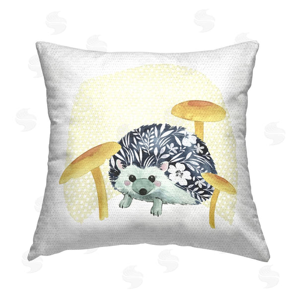 Stupell Industries Grace Popp | Floral Hedgehog Mushrooms Nature Printed Throw Pillow