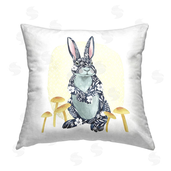 stupell industries Grace Popp | Floral Patterned Rabbit Printed Throw Pillow