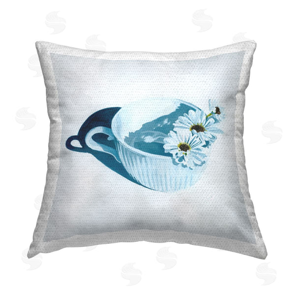 Stupell Industries Grace Popp | Floral Teacup Mug Still Life Printed Throw Pillow