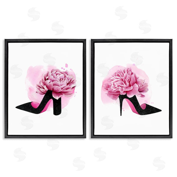 Stupell Industries Grace Popp | Flower Heel Pink Black Glam Fashion Wall Art
