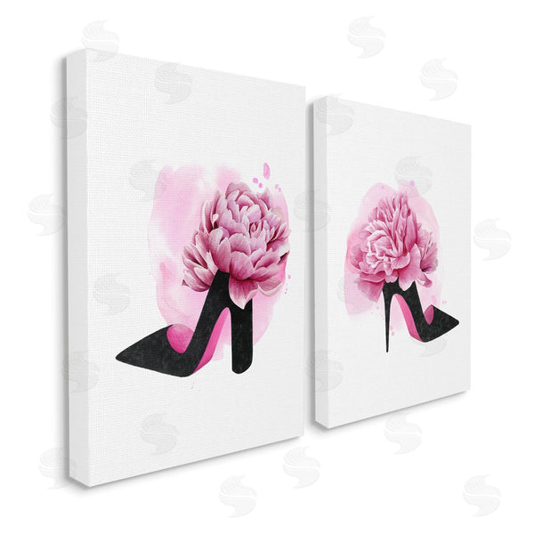 stupell industries Grace Popp | Flower Heel Pink Black Glam Fashion Wall Art