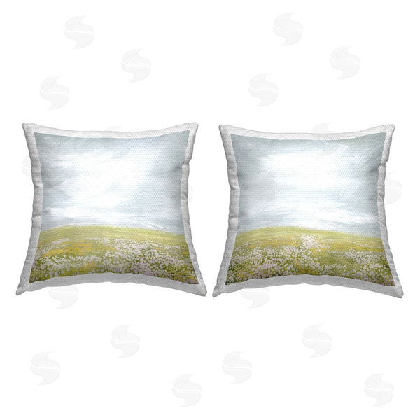 Stupell Industries Grace Popp | Flowering Field Wispy Clouds Printed Throw Pillow Set