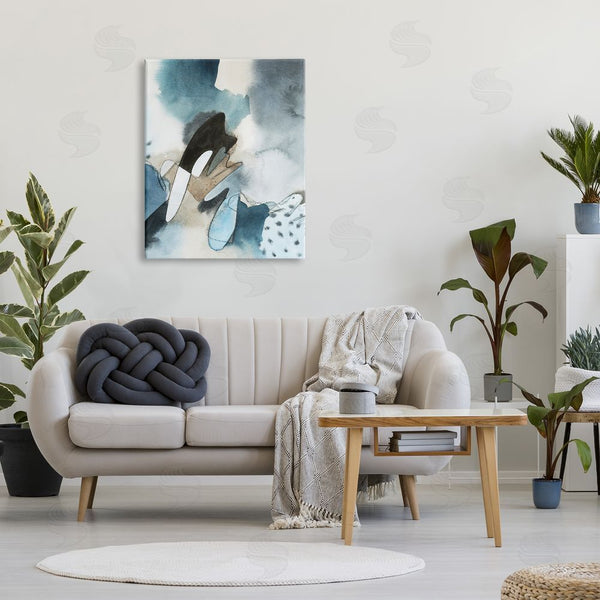 Stupell Industries Grace Popp | Fluid Blue Geometric Shapes Abstract Paint Scribbles Wall Art