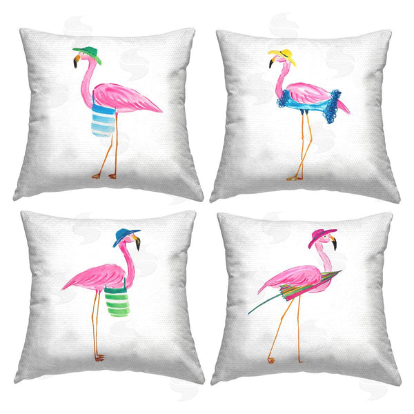 Stupell Industries Grace Popp | Fun Beach Flamingos Printed Throw Pillow Set