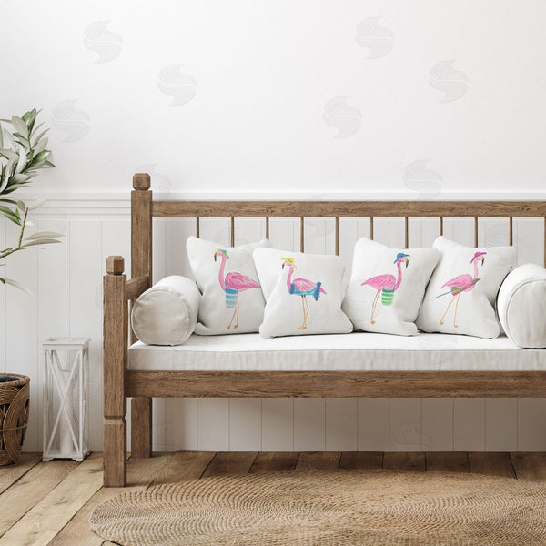 stupell industries Grace Popp | Fun Beach Flamingos Printed Throw Pillow Set