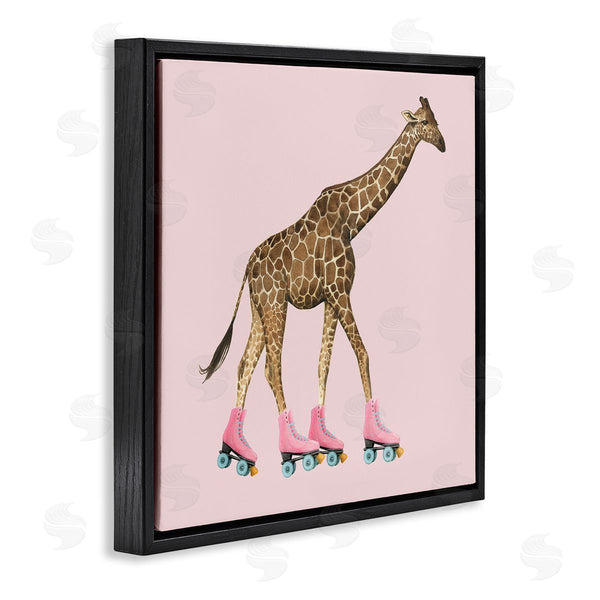 Stupell Industries Grace Popp | Funny Giraffe Wearing Roller Skates Cute Pink Design Wall Art