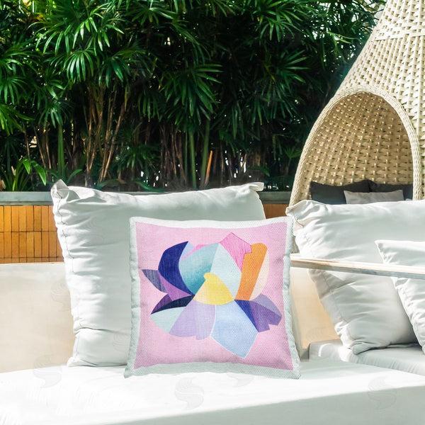 Stupell Industries Grace Popp | Geometric Flower On Pink Printed Throw Pillow