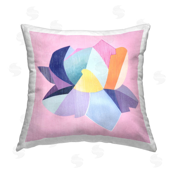 stupell industries Grace Popp | Geometric Flower on Pink Printed Throw Pillow