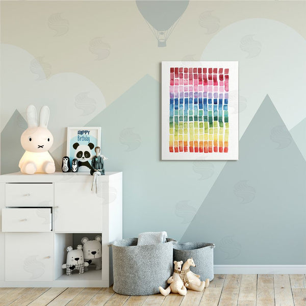 Stupell Industries Grace Popp | Geometric Watercolor Rainbow Tiles Over White Wall Art