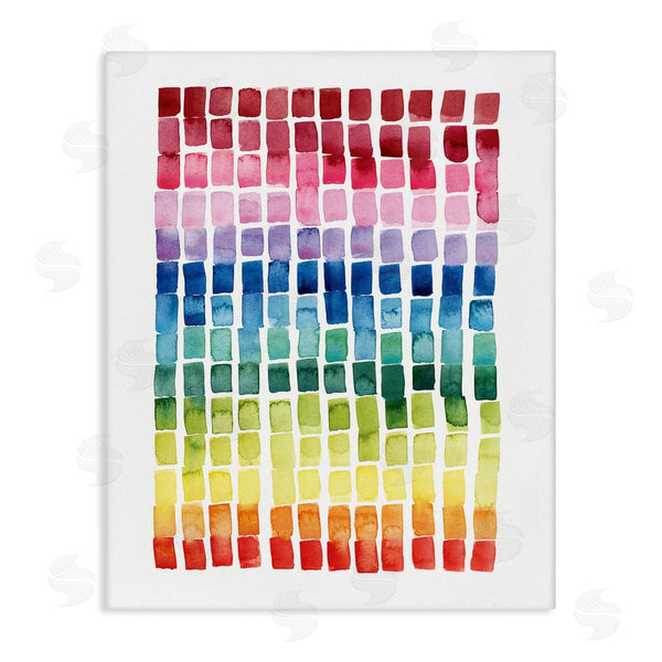 stupell industries Grace Popp | Geometric Watercolor Rainbow Tiles over White Wall Art