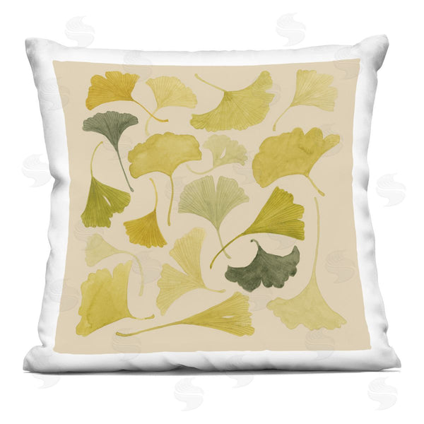 stupell industries Grace Popp | Ginkgo Leaves Green Yellow Printed Throw Pillow