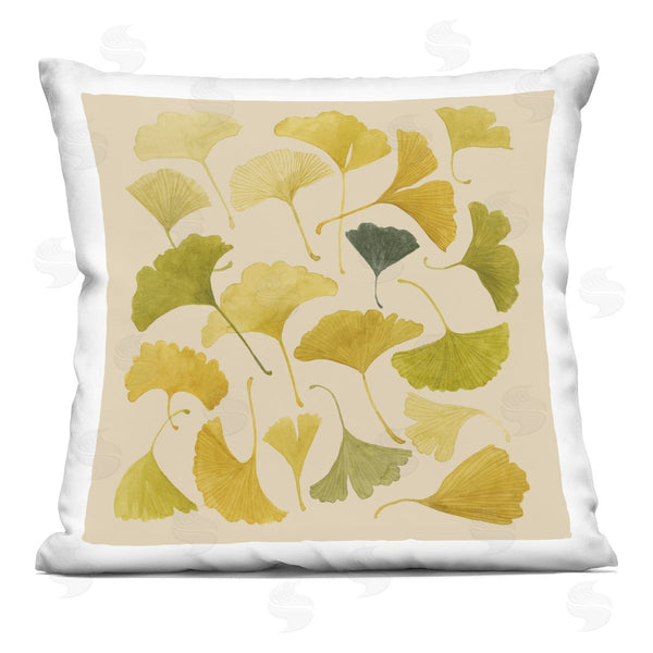 stupell industries Grace Popp | Ginkgo Leaves Yellow Green Printed Throw Pillow