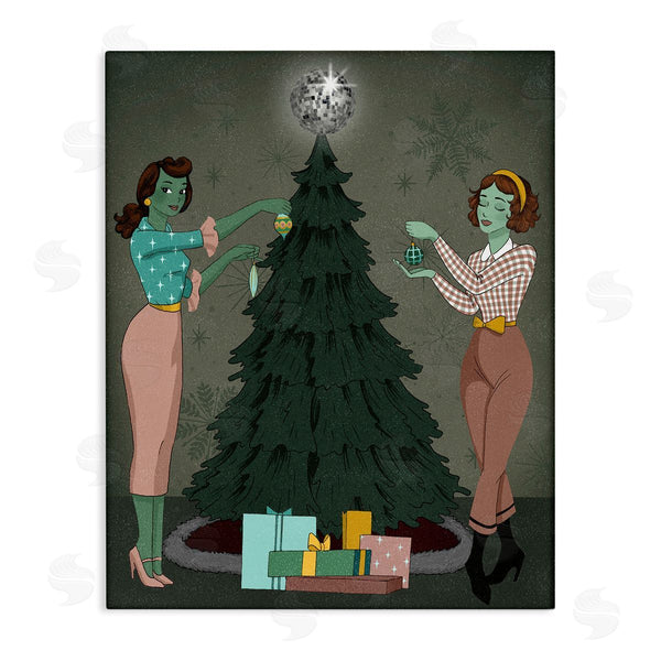 stupell industries Grace Popp | Girls and Christmas Tree