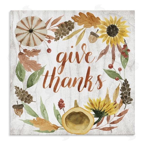 stupell industries Grace Popp | Give Thanks Whimsical Typography Harvest Foliage