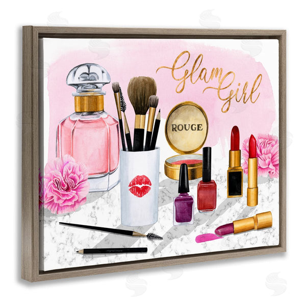 Stupell Industries Grace Popp | Glam Girl Phrase With Fashion Cosmetic Accessories