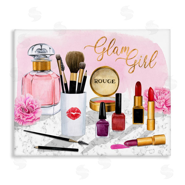 stupell industries Grace Popp | Glam Girl Phrase with Fashion Cosmetic Accessories