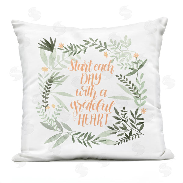 Stupell Industries Grace Popp | Grateful Heart Green Botanicals Printed Throw Pillow