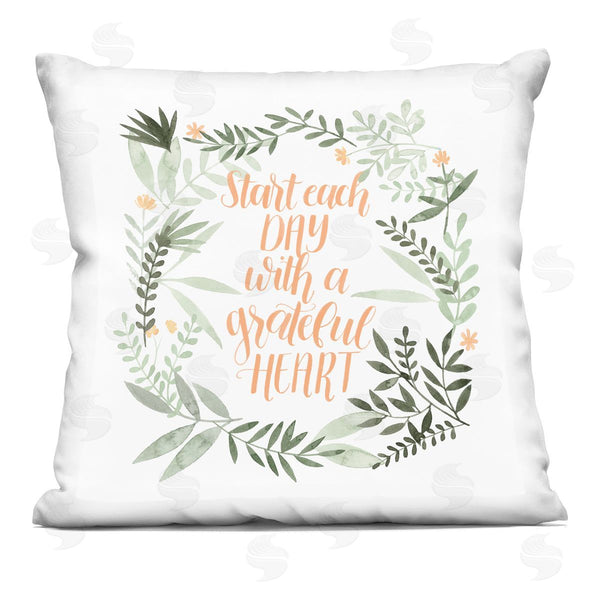 stupell industries Grace Popp | Grateful Heart Green Botanicals Printed Throw Pillow