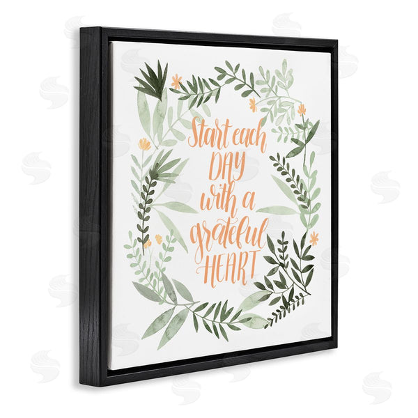 Stupell Industries Grace Popp | Grateful Heart Phrase Soft Green Floral Plants