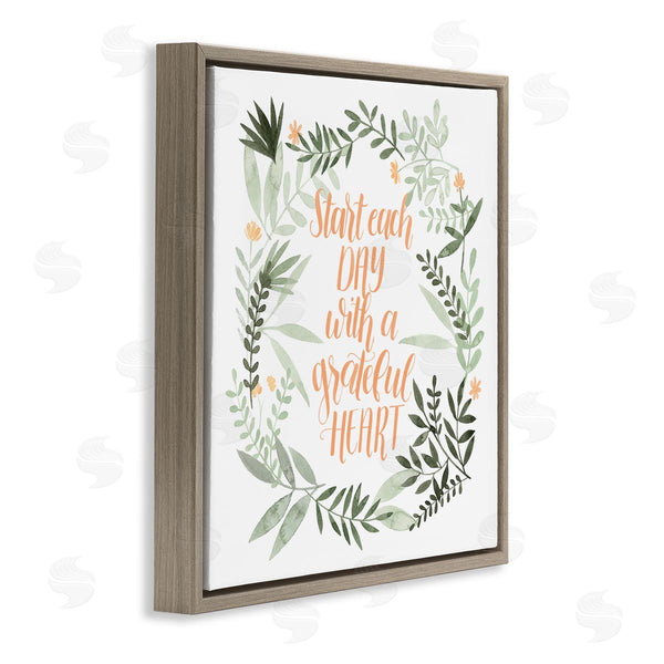 Stupell Industries Grace Popp | Grateful Heart Phrase Soft Green Floral Plants