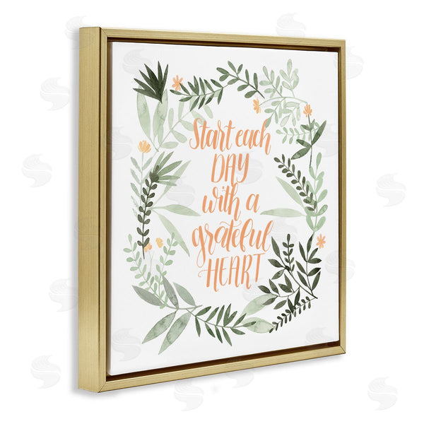 Stupell Industries Grace Popp | Grateful Heart Phrase Soft Green Floral Plants