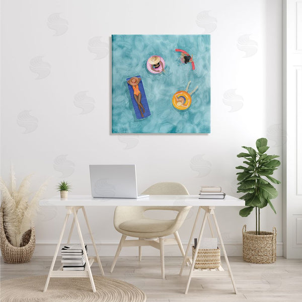 Stupell Industries Grace Popp | Group Of People Lounging In Water Pool Toys Wall Art