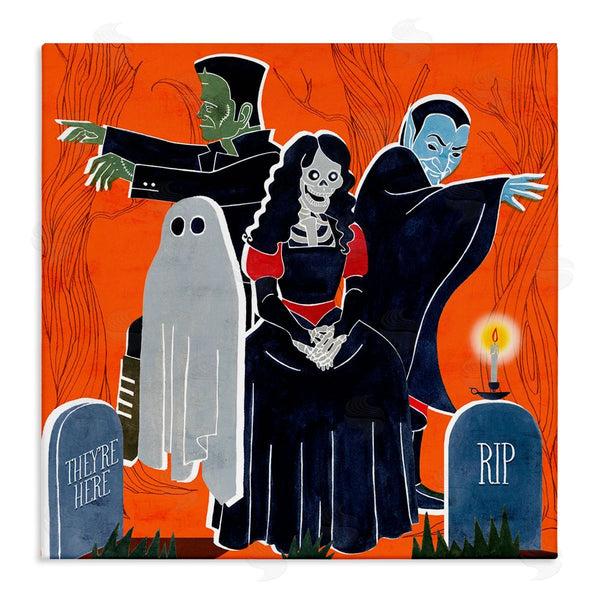 stupell industries Grace Popp | Halloween Graveyard Monsters Vibrant Orange Pop