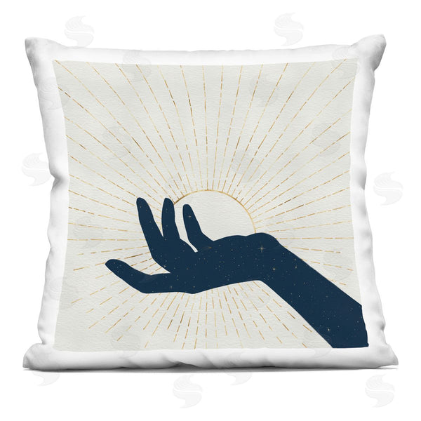 stupell industries Grace Popp | Hand Holding Sun Bohemian Chic Design Printed Throw Pillow