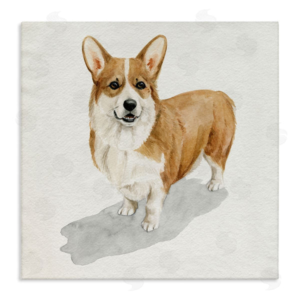 stupell industries Grace Popp | Happy Corgi Dog Pet Portrait Neutral Shadow