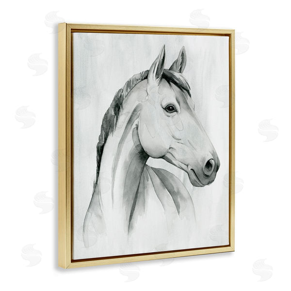 Stupell Industries Grace Popp | Horse Portrait Grey Drawing