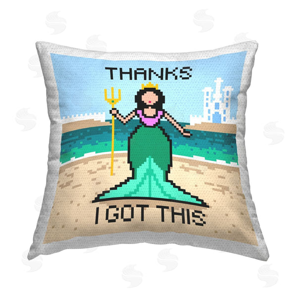 Stupell Industries Grace Popp | I Got This Pixel Mermaid Printed Throw Pillow