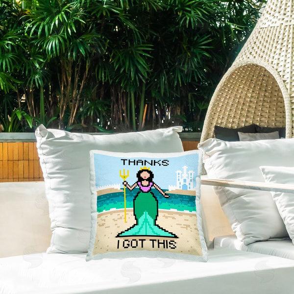 Stupell Industries Grace Popp | I Got This Pixel Mermaid Printed Throw Pillow